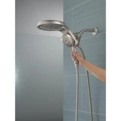 HydroRain Two-in-One 5-Spray 6 In. Dual Wall Mount Fixed And Handheld H2Okinetic Shower Head In Stainless 26 HydroRain Two-in-One 5-Spray 6 In. Dual Wall Mount Fixed And Handheld H2Okinetic Shower Head In Stainless -Alliee Bath And Faucet Shop 1b75b0fae204946e90ee05771d8536a7 1800x1800