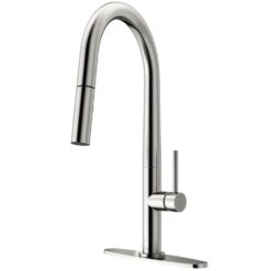Greenwich Single-Handle Pull-Down Sprayer Kitchen Faucet With Deck Plate In Matte Black -Alliee Bath And Faucet Shop 1d9dcc69977a6e933995ce526d3084c6 1800x1800