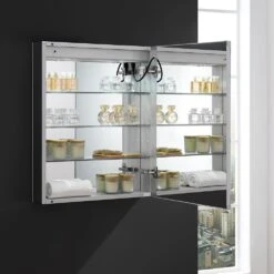 Spazio 24 In. W X 30 In. H Recessed Or Surface Mount Medicine Cabinet With LED Lighting, Mirror Defogger And Right Hinge -Alliee Bath And Faucet Shop 1df88e10020eb549fc2086f1945dbcc8 1800x1800