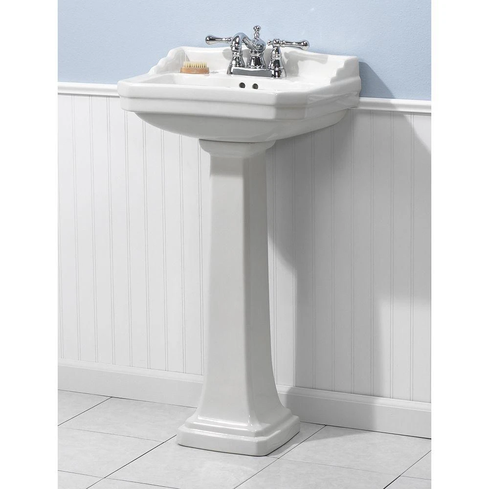 Foremost Series 1920 19.125 In. L Pedestal Sink Basin In White 4 Foremost Series 1920 19.125 In. L Pedestal Sink Basin In White - Image 2
