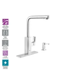 Tallinn Single-Handle Pull-Out Sprayer Kitchen Faucet With Soap Dispenser In StarLight Chrome -Alliee Bath And Faucet Shop 2127228632af636213d0b2e2c650f1c8 1800x1800