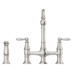 Courant Two Handle Bridge Kitchen Faucet With Side Spray In Stainless Steel -Alliee Bath And Faucet Shop 21c494a85336547b2ae1bcf4a753a902 1800x1800