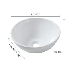 LORDEAR 16 In. X 16 In. Vessel Sink Modern Bathroom Above Round Bowl In White Porcelain Ceramic Vessel Vanity Sink Art Basin -Alliee Bath And Faucet Shop 238b3da5573111d8c6da07a897a04937 1800x1800