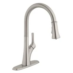 Single-Handle Pull-Down Sprayer Kitchen Faucet With LED Light In Stainless Steel