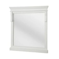 30 In. W X 32 In. H Framed Rectangular Bathroom Vanity Mirror In White