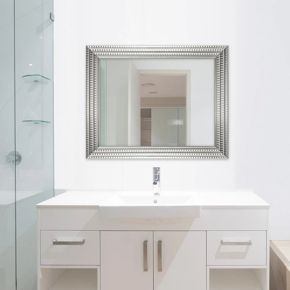 22 In. W X 27 In. H Framed Rectangular Anti-Fog Bathroom Vanity Mirror In Silver 9 22 In. W X 27 In. H Framed Rectangular Anti-Fog Bathroom Vanity Mirror In Silver - Image 7