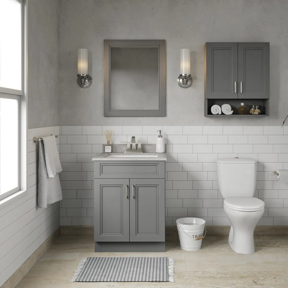 MagickWoods Elements Stratton 24"W X 7"D X 28"H Gray Bathroom Wall Cabinet 7 MagickWoods Elements Stratton 24"W X 7"D X 28"H Gray Bathroom Wall Cabinet - Image 5