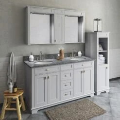 MagickWoods Windermere 17"W X 18"D X 60"H Cloud Gray Linen Cabinet -Alliee Bath And Faucet Shop 30343 scene2rev1 mw 1800x1800