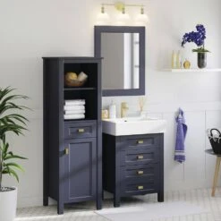 MagickWoods Montgomery 19"W X 18-1/2"D X 60"H Midnight Blue Linen Cabinet -Alliee Bath And Faucet Shop 31019 scene2 mw 1800x1800