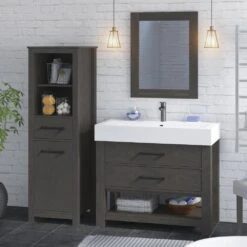 MagickWoods Allerton 19"W X 18-1/2"D X 60"H Smoked Gray Linen Cabinet -Alliee Bath And Faucet Shop 31024 scene3 mw 1800x1800