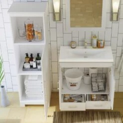 MagickWoods Elements Staverton 18-1/2"W X 15-1/8"D X 60"H White Linen Cabinet 24 MagickWoods Elements Staverton 18-1/2"W X 15-1/8"D X 60"H White Linen Cabinet -Alliee Bath And Faucet Shop 31037 scene4 mw 1800x1800