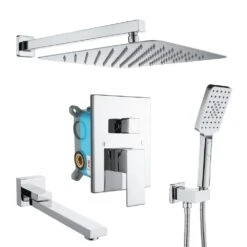 3-Spray With 2.5 GPM 10 In. 3 Functions Tub Wall Mount Dual Shower Heads In Spot In Polished Chrome (Valve Included)