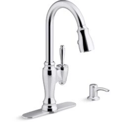 Arsdale Single-Handle Pull-Down Sprayer Kitchen Faucet With Soap/Lotion Dispenser In Vibrant Stainless -Alliee Bath And Faucet Shop 33cbf4a3943204922b687793cffee36a 1800x1800