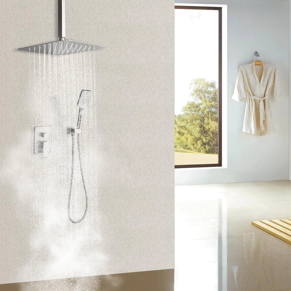 3-Spray With 2.5 GPM 12 In. 2 Functions Tub Ceiling Mount Dual Shower Heads In Spot In Brushed Nickle (Valve Included) 11 3-Spray With 2.5 GPM 12 In. 2 Functions Tub Ceiling Mount Dual Shower Heads In Spot In Brushed Nickle (Valve Included) - Image 9