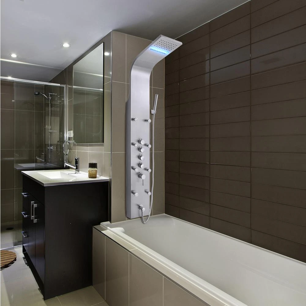 63 In. 8-Jet Shower Panel System In Stainless Steel With Rainfall Waterfall LED Shower Head And Hand Shower Wand 12 63 In. 8-Jet Shower Panel System In Stainless Steel With Rainfall Waterfall LED Shower Head And Hand Shower Wand - Image 10