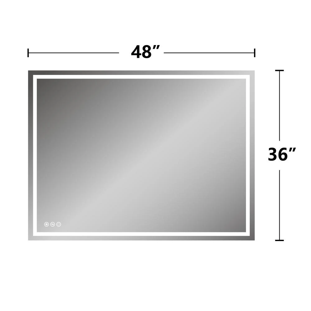 48 In. X 36 In. LED Lighted Single Frameless Bathroom Mirror 5 48 In. X 36 In. LED Lighted Single Frameless Bathroom Mirror - Image 3