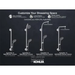 HydroRail-S Shower Column Kit With Awaken Multi-Function Shower Head, Hand Shower And Hose, 2.0 GPM (Valve Not Included) 12 HydroRail-S Shower Column Kit With Awaken Multi-Function Shower Head, Hand Shower And Hose, 2.0 GPM (Valve Not Included) -Alliee Bath And Faucet Shop 3c29b8008a75fe010480ee8bcbf0a122 1800x1800
