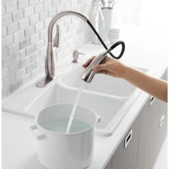 Mazz Single-Handle Pull-Down Sprayer Kitchen Faucet In Vibrant Stainless -Alliee Bath And Faucet Shop 3d236d0a2db4be16e2dade6174ec2850 1800x1800