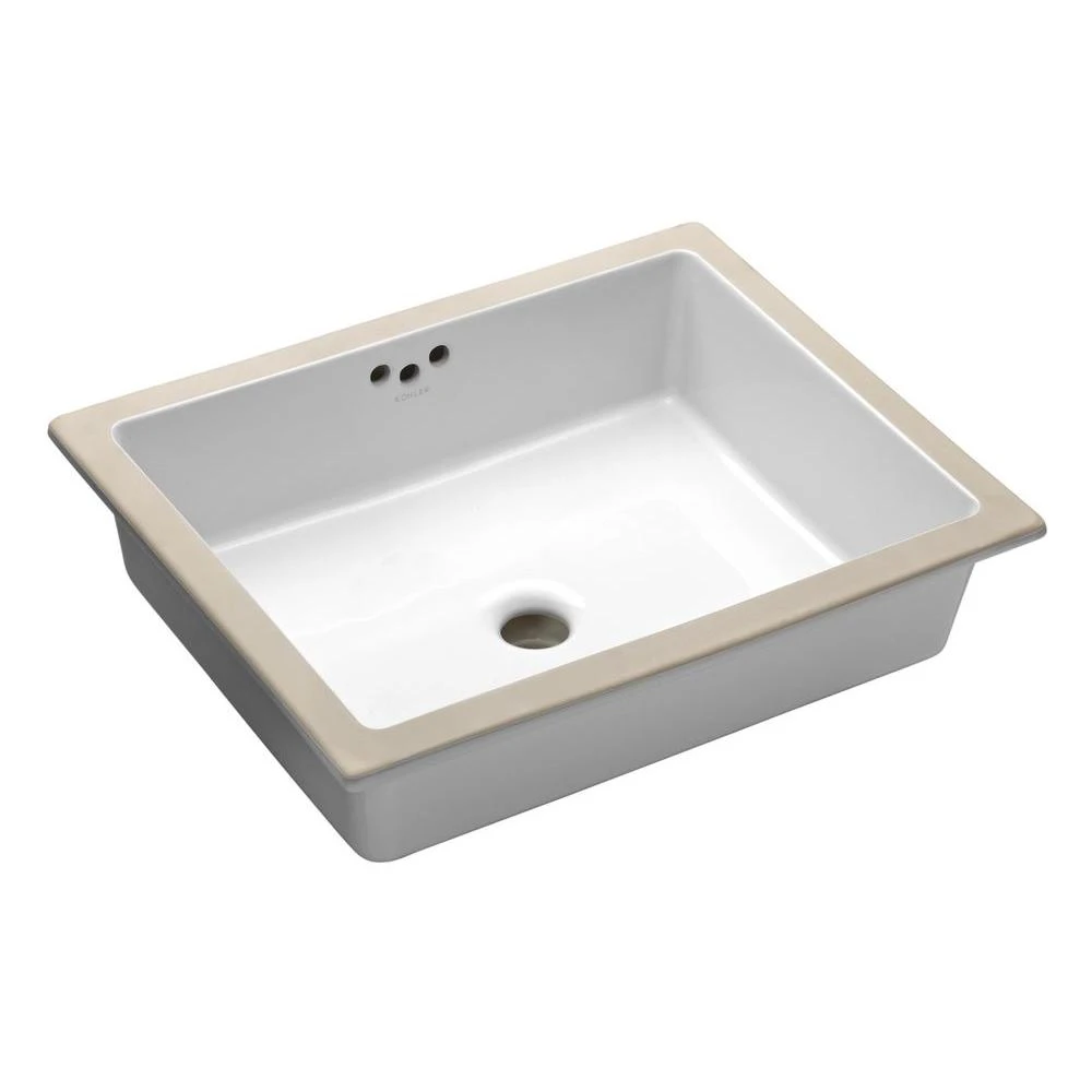KOHLER Kathryn Vitreous China Undermount Bathroom Sink In White With Overflow Drain 3 KOHLER Kathryn Vitreous China Undermount Bathroom Sink In White With Overflow Drain