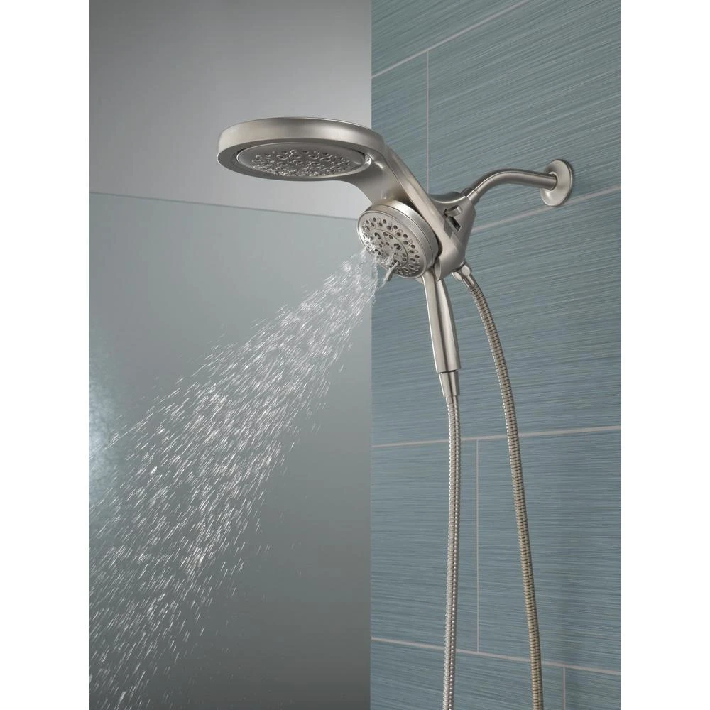 HydroRain Two-in-One 5-Spray 6 In. Dual Wall Mount Fixed And Handheld H2Okinetic Shower Head In Stainless 15 HydroRain Two-in-One 5-Spray 6 In. Dual Wall Mount Fixed And Handheld H2Okinetic Shower Head In Stainless - Image 13