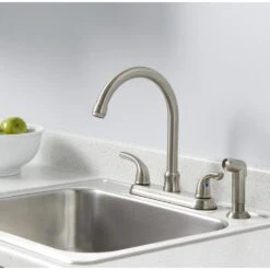 Builders 2-Handle Standard Kitchen Faucet With Sprayer In Stainless Steel -Alliee Bath And Faucet Shop 420cbe3984b900e82dea35dd15e8e0de 1800x1800