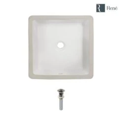 Rene 16 In. Undermount Bathroom Sink In White With Pop-Up Drain In Brushed Nickel -Alliee Bath And Faucet Shop 454d2d43caca10325d8d70438e3f0e3f 1800x1800