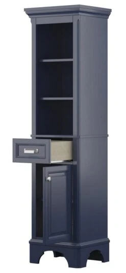 Foremost® Williamson 18"W X 67-1/2"H Aegean Blue Linen Cabinet -Alliee Bath And Faucet Shop 4838041 ANGLE OPEN 1800x1800