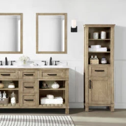 Ove Decors Riverland 22''W X 16"D X 65"H Antique Oak Linen Cabinet -Alliee Bath And Faucet Shop 4838074 P ALT1 1800x1800