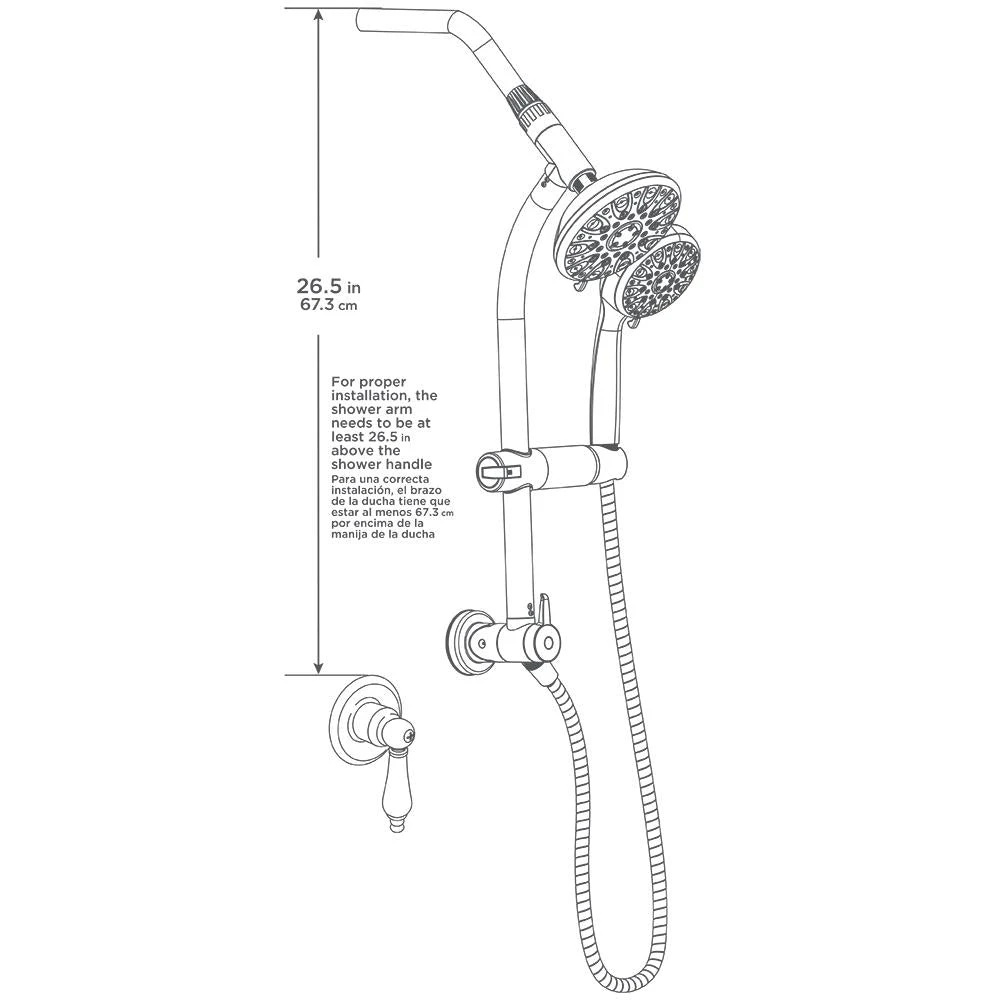 6-Spray Wall Bar Raincan Showerhead With 6-Spray Handshower In Brushed Nickel 9 6-Spray Wall Bar Raincan Showerhead With 6-Spray Handshower In Brushed Nickel - Image 7