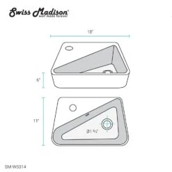 Swiss Madison Plaisir 18 In. X 11 In. Ceramic Wall Hung Vessel Sink With Left Side Faucet Mount In White -Alliee Bath And Faucet Shop 4b5c5faa844a76d194729f701daa9c34 1800x1800