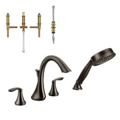 Eva 2-Handle Deck-Mount Roman Tub Faucet Trim Kit With Handshower And Valve In Brushed Nickel -Alliee Bath And Faucet Shop 4ca9f6dccc2b215aea2fcdad4e0e6bda 1800x1800