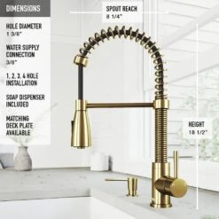 Brant Single-Handle Pull-Down Sprayer Kitchen Faucet With Soap Dispenser In Matte Gold -Alliee Bath And Faucet Shop 502d879f425f9b781df958e1bef818ff 1800x1800