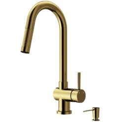 Gramercy Single-Handle Pull-Down Sprayer Kitchen Faucet With Soap Dispenser In Matte Gold