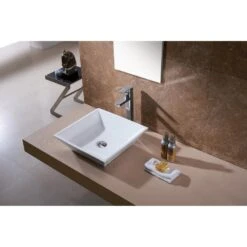 LUXIER Flat Square Bathroom Ceramic Vessel Sink Art Basin In White -Alliee Bath And Faucet Shop 531eff3f46669f7071dfaae0e3100165 1800x1800