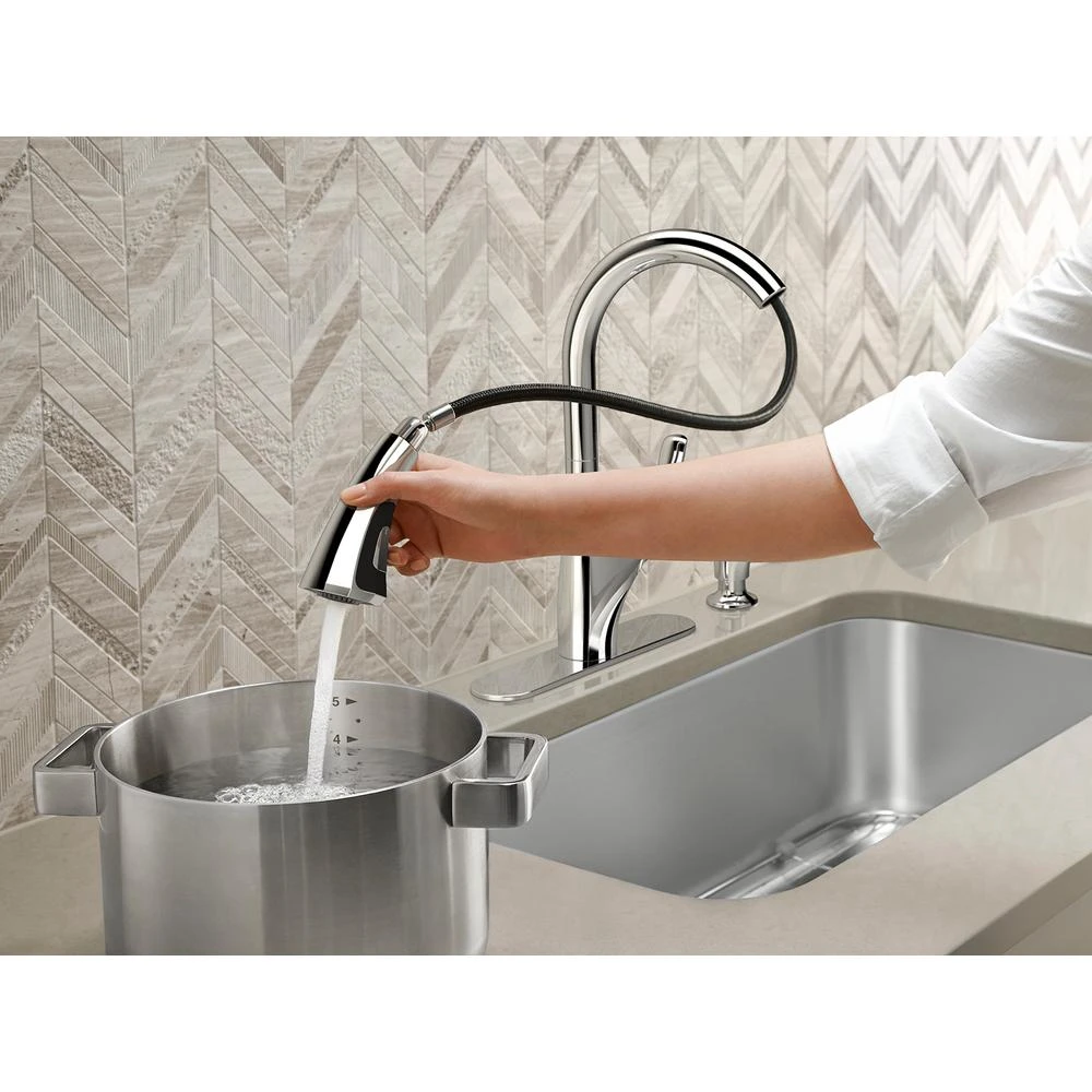 Trielle Single-Handle Pull-Down Sprayer Kitchen Faucet In Chrome 5 Trielle Single-Handle Pull-Down Sprayer Kitchen Faucet In Chrome - Image 3