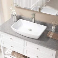 MR Direct Porcelain Vessel Sink In White With 721 Faucet And Pop-Up Drain In Brushed Nickel -Alliee Bath And Faucet Shop 5ba86220fa21cb05c833b80ae99504ee 1800x1800