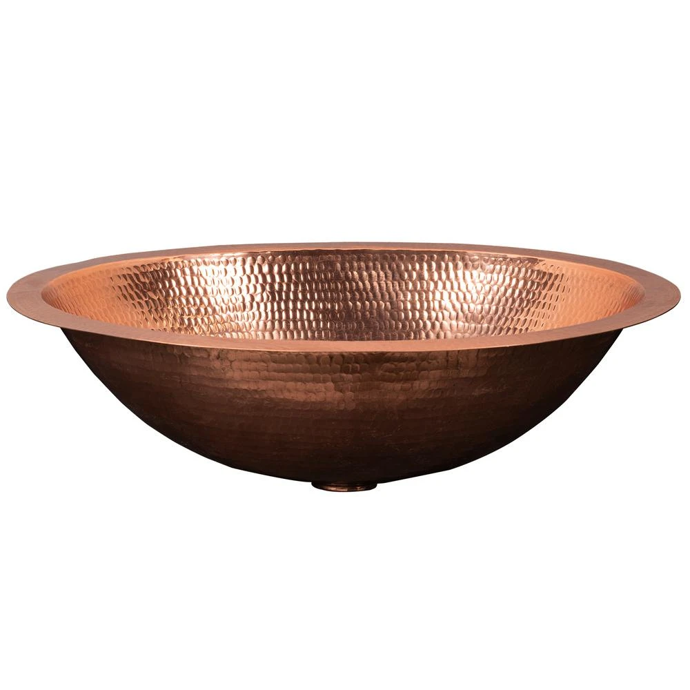 Premier Copper Products Under Counter Oval Hammered Copper 17 In. Bathroom Sink In Nickel 5 Premier Copper Products Under Counter Oval Hammered Copper 17 In. Bathroom Sink In Nickel - Image 3