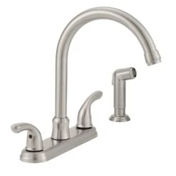 Builders 2-Handle Standard Kitchen Faucet With Sprayer In Stainless Steel
