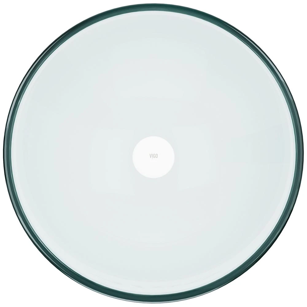 VIGO Clear Crystalline Handmade Countertop Glass Round Vessel Bathroom Sink In Iridescent 4 VIGO Clear Crystalline Handmade Countertop Glass Round Vessel Bathroom Sink In Iridescent - Image 2