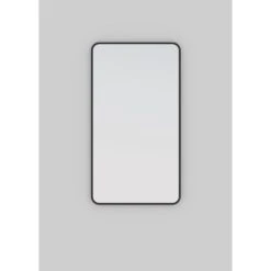 40 In. X 22 In. Radius Corner Black Stainless Steel Framed Mirror