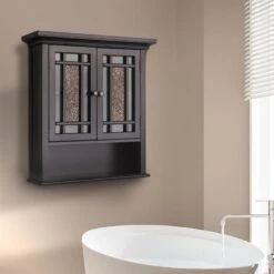 Elegant Home Fashions Windsor 22-in W X 24-in H X 7-in D Dark Espresso Bathroom Wall Cabinet -Alliee Bath And Faucet Shop 674278005328 15137359 1800x1800