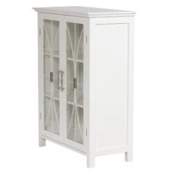 Elegant Home Fashions Delaney 26-in W X 34.25-in H X 12.5-in D White MDF Freestanding Linen Cabinet