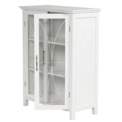 Elegant Home Fashions Delaney 26-in W X 34.25-in H X 12.5-in D White MDF Freestanding Linen Cabinet -Alliee Bath And Faucet Shop 674278007957 12173027 1800x1800