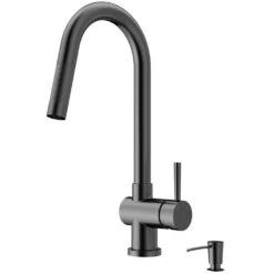 Gramercy Single-Handle Pull-Down Sprayer Kitchen Faucet With Soap Dispenser In Matte Gold -Alliee Bath And Faucet Shop 6b113a2c82bb58bebb94a35ccca466c9 1800x1800