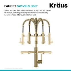 Single-Handle Kitchen Faucet With Pre-Rinse Sprayer And Pot Filler In Spot Free Antique Champagne Bronze/Matte Black -Alliee Bath And Faucet Shop 6b22e445464f4aedebb92f579a118f21 1800x1800