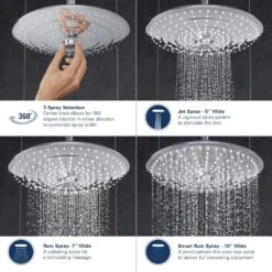 Euphoria 3-Spray 10 In. Single Ceiling Mount Fixed Rain Shower Head In Starlight Chrome -Alliee Bath And Faucet Shop 6dfdd2c45e3117f97ff913cf4ca38766 ffb5938a 4da8 49be 839a c6c51d5c43c1 1800x1800