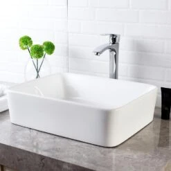 LORDEAR 19 In. X 15 In. Modern Bathroom Rectangle Above In White Porcelain Ceramic Vessel Vanity Sink Art Basin -Alliee Bath And Faucet Shop 6f6d2ee4b8a698a62f20f5f689481ce6 1800x1800