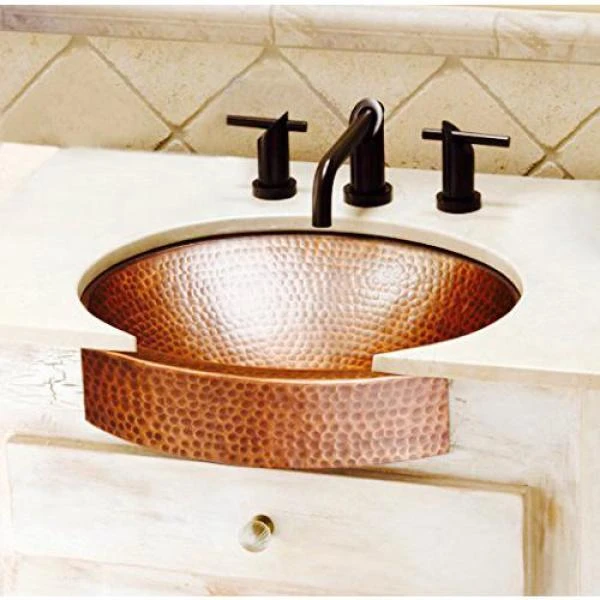 Monarch Abode 17 In. Hand Hammered Skirted Vessel Bathroom Sink In Pure Copper 6 Monarch Abode 17 In. Hand Hammered Skirted Vessel Bathroom Sink In Pure Copper - Image 4
