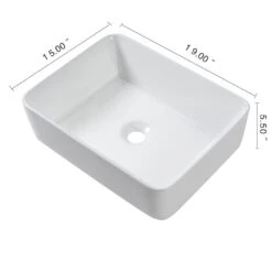 LORDEAR 19 In. X 15 In. Modern Bathroom Rectangle Above In White Porcelain Ceramic Vessel Vanity Sink Art Basin -Alliee Bath And Faucet Shop 77c088c1f8ef8564ff28584317730975 1800x1800