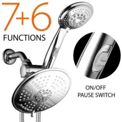 HotelSpa Chrome 38-Spray Rain Dual Shower Head 2.5-GPM (9.5-LPM) -Alliee Bath And Faucet Shop 786696011918 09688274 1800x1800